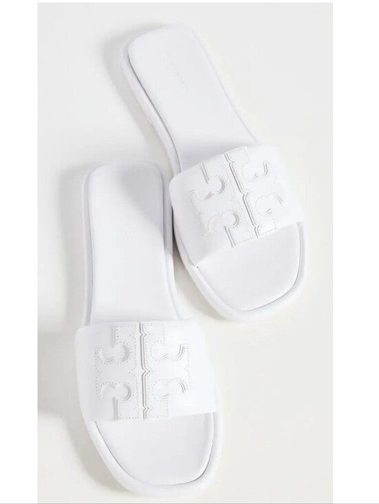 Tory Burch Shoes - Tory Burch White Double-T Slide Sandal Optic White Size 9.5 NIB